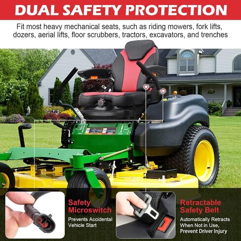 Universal Tractor Seat,Highback Low Suspension Forklift Seat, Adjustable Backrest and Slide Rails,Adjustable Armrests Shock Absorber Heavy Duty Seat for Toro Mower Excavator Harvester in Kuwait