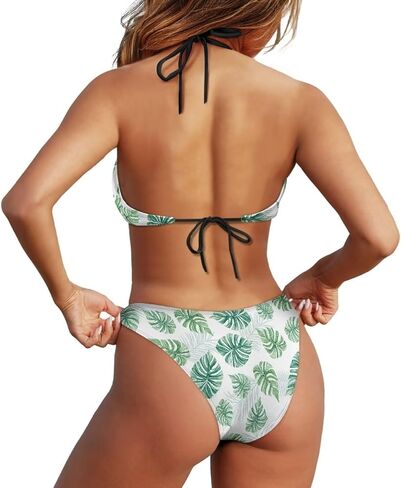 Babrukda Fashion Printing High Neck Halter Bikini Swimsuit for Women Girls Mesh Lining Quick Dry in Kuwait