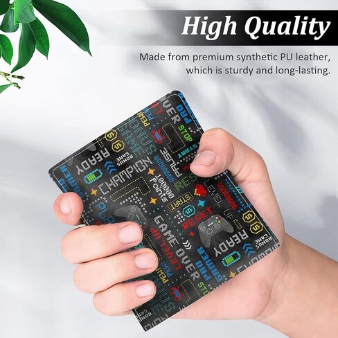 Cool Teen Boys Wallet - Wallet for Boys Video Game Design Slim Leather Bi-Fold Wallets with Coin Pocket Credit ID Card Cash Holder ID Window Black Purse Wallets for Boy Teens Youth Men Teenager in Saudi Arabia