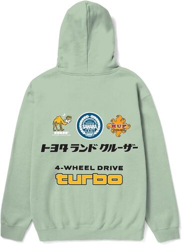 HUF X Toyota Land Cruiser Sahara Rally Pullover Hoodie Sweatshirt, Black, Large in Kuwait