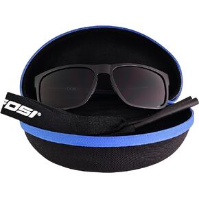 Tifosi Optics Swick Sunglasses Bundle with Case and Eyewear Straps (Satin Black Crimson/Smoke Red Mirror)