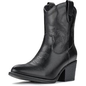 Cowboy Boots for Women Ankle Cowgirl Wide Western Short Booties | Pointed toe & chunky heel, classic embroidered design. Great for travel, festival，and daily life. in Kuwait