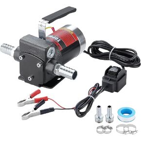 TOPWAY 12V DC Gasoline Fuel Pump, 10GPM Self-priming Oil Transfer Pump Kit With Particulate Filter, Fuel Nozzle, Discharge Hose & Suction Pipe for Gasoline Diesel Biodiesel Kerosene & More