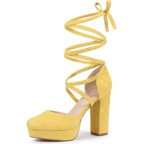 Allegra K Women's Platform Block Heel Lace Up Pumps Sandals in Kuwait