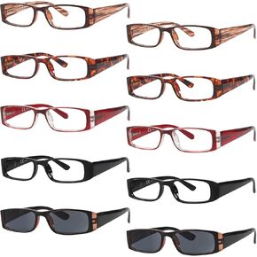 Eyekepper 6-Pack Womens Cat Eye Reading Glasses Include Sunshine Readers (One for Each Color)
