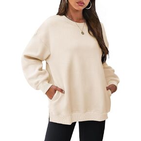 Womens Oversized Sweatshirt with Pocket Long Sleeve Pullover 2024 Fall Casual Hoodies Loose Crew Neck Outfits