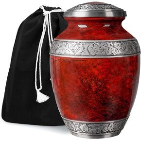GSM Brands Cremation Urn for Adult Human Ashes - Large Handcrafted Funeral Memorial with Striking Blue Design (Aluminum - 10 Inch Height x 7 Inch Width) in Saudi Arabia