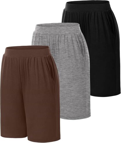 3 Pack Women's Bermuda Shorts, 12 Inch Long Shorts High Waist Shorts with Pockets Casual Summer Knee Length Shorts in Saudi Arabia
