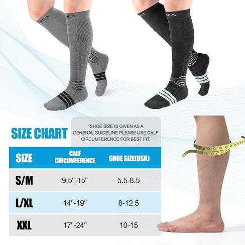 NEENCA Compression Socks, Athletic Calf Socks for Injury Recovery & Pain Relief, Sports Protection—1 Pair, 20-30 mmhg, Black Blue, L in Kuwait