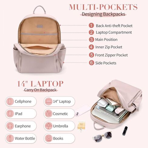 GOLF SUPAGS Stylish Laptop Backpack for Women Computer Bag Fits 14 Inch Notebook Travel College Work Backpacks Purse (Black) in Kuwait