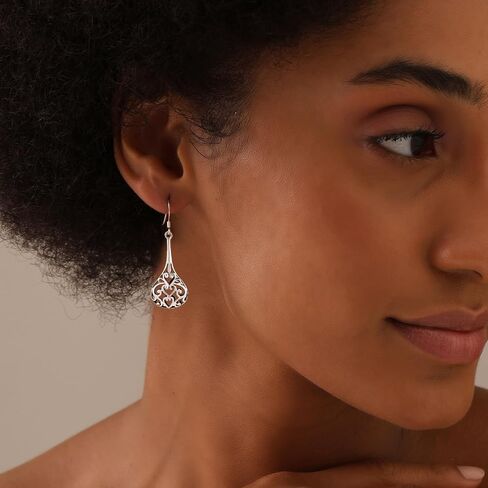 LeCalla 925 Sterling Silver Antique Filigree Balinese Drop Dangle Earrings for Women Teen in Kuwait