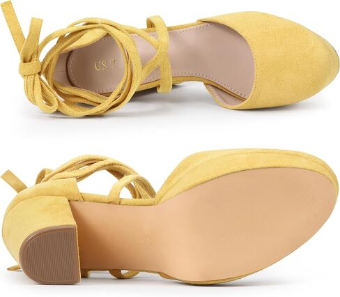 Allegra K Women's Platform Block Heel Lace Up Pumps Sandals in Kuwait