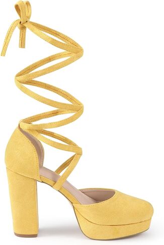 Allegra K Women's Platform Block Heel Lace Up Pumps Sandals in Kuwait