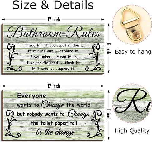 2 Pcs Funny Pink Bathroom Signs, Rustic Wooden Signs for Farmhouse Toilets, Pink Bathroom Wall Decor, Pink Bathroom Accessories for Home in Saudi Arabia
