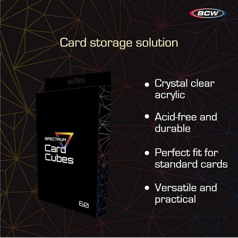 BCW Spectrum Card Cubes | Holds 40 Sleeved Cards | Crystal Clear Acrylic | Perfect for Playing Cards, Trading Cards, Sports Cards, and Board Game Accessories | Durable, Acid-Free PET | 69x95x10mm in Saudi Arabia