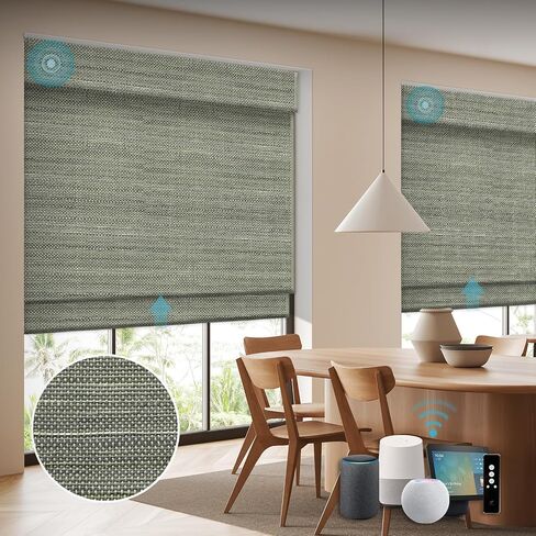 تعمل الستائر الرومانية المصنوعة من الخشب الطبيعي المنسوج من SmartWings مع HOMEKIT، ستائر النوافذ الذكية المزودة بمحركات، ظلال رومانية من الخيزران للمنزل/المكتب الذكي، جهاز تحكم عن بعد لاسلكي قابل لإعادة الشحن، مخصص، عينة من القماش in Kuwait