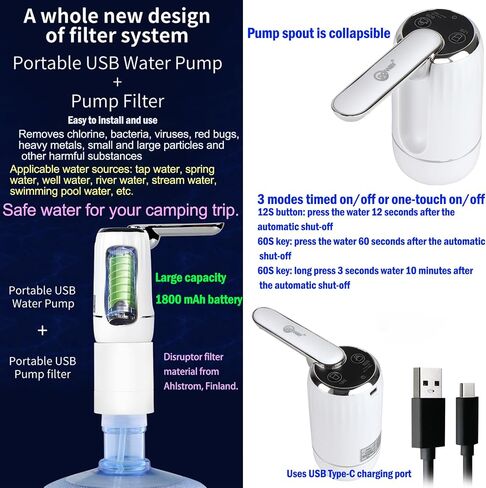 CoolWAY Gallon Water Bottle Electric Water Pump, Portable Electric Water Dispenser Works with Outdoor Filters (K012 Water Pump) in Saudi Arabia