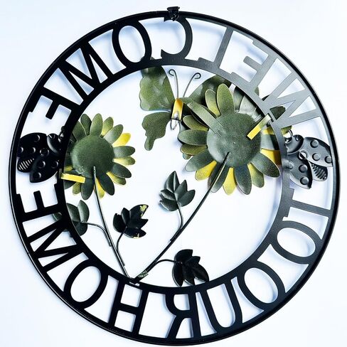 Welcome Owl Metal Door Wreath with Welcome to Our Home Sign, Decorative Outdoor Sign for Home, Garden, Porch or Front Door Wall Decorations in Saudi Arabia