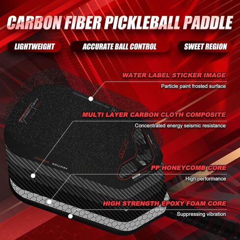 Edgeless Pickleball Paddle,T700 Carbon Fiber Pickleball Paddle 3K Surface with Blingbling Dragon Pattern, Ideal Choice for Pickleball Enthusiasts in Saudi Arabia