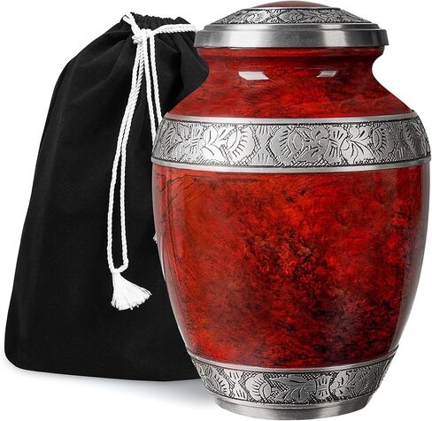 GSM Brands Cremation Urn for Adult Human Ashes - Large Handcrafted Funeral Memorial with Striking Blue Design (Aluminum - 10 Inch Height x 7 Inch Width) in Kuwait