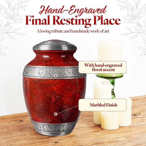 GSM Brands Cremation Urn for Adult Human Ashes - Large Handcrafted Funeral Memorial with Striking Blue Design (Aluminum - 10 Inch Height x 7 Inch Width) in Kuwait