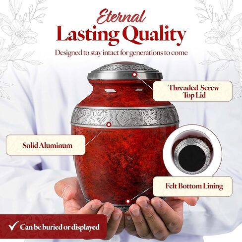 GSM Brands Cremation Urn for Adult Human Ashes - Large Handcrafted Funeral Memorial with Striking Blue Design (Aluminum - 10 Inch Height x 7 Inch Width) in Kuwait
