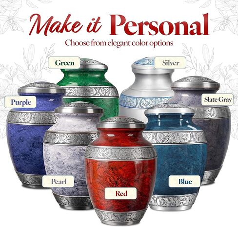 GSM Brands Cremation Urn for Adult Human Ashes - Large Handcrafted Funeral Memorial with Striking Blue Design (Aluminum - 10 Inch Height x 7 Inch Width) in Kuwait