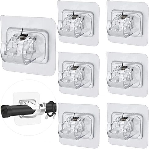 4 Pcs No Drill Curtain Rod Brackets Self Adhesive No Drilling Curtain Rod Holders Hooks Nail Free Adjustable Curtain Hangers for Home Bathroom Kitchen and Hotel Use in Saudi Arabia