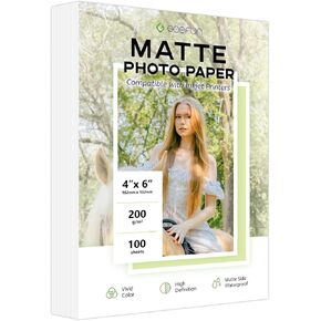 100 Sheets Matte Photo Paper 8.5x11, Goefun Inkjet Photo Printer Paper 200GSM Thick Photo Paper for Dye Ink and Pigment Ink