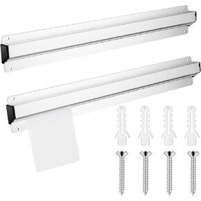 4 Pcs Ticket Holder for Restaurant Set Including 2 Stainless Steel Receipt Holder Spike Ticket Stabber and 2 Aluminum Slide Rack Rail for Restaurant Cafes Kitchen(Silver, 15.8 x 2.3 Inch)