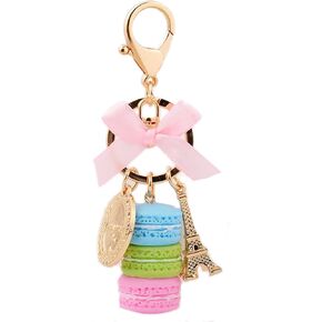 Macaron Cake Eiffel Tower Keychain Bowknot Car Keyring Bag Purse Pendant in Saudi Arabia