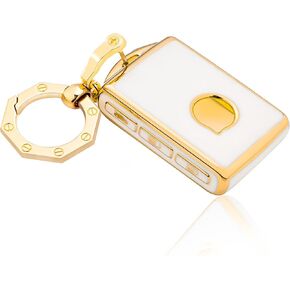 YHC Key Fob Cover for Volvo with Gold Keychain Key Shell fit XC40 XC60 S90 XC90