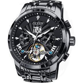 OLEVS Men Automatic Watch Stainless Steel Skeleton Mechanical Date Calendar Luxury Classic Business Waterproof Luminous Wrist Watches in Saudi Arabia