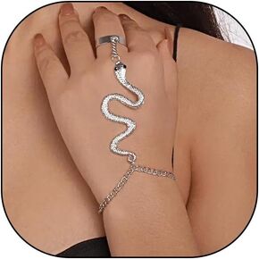 GIGB PBDK Snake Finger Ring Slave Bracelet for Women,Exquisite Unique Serpent Hand Chain Statement Bangles,Personalized Snake Bracelet Halloween Charm Jewelry in Kuwait