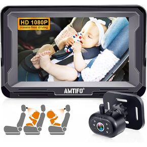 AMTIFO 2-Pack Baby Car Camera for Twins - Dual Rear-Facing Baby Car Monitor with Night Vision,Easy Plug & Play for Multiple Vehicles,Infant Car Seat Safety Camera System with Anti-Glare 4.3" Display