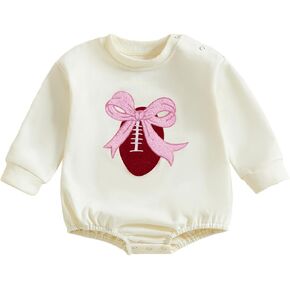 Baby Football Outfits Boy Girl Football Season Romper Long Sleeve Top Sweater Onesie Newborn Clothes