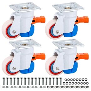 Adjustable Leveling Casters Set of 4, 80F Retractable Caster Wheels, Heavy Duty Casters Wheels with Ratchet Arm, Swivel Castor Total Load 2204 Lb for Workbench, Equipment