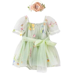 Baby Girl Princess Dress, Tulle Dress Baby Fairy Dress with Flower Headband