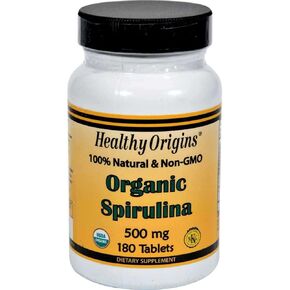 Healthy Origins Spirulina, 500 mg (Organic) - Organic Spirulina Tablet with Vitamin A & Vitamin B12 - Kosher Certified - Vegan, Non-GMO, and Gluten-Free Spirulina Pill - 360 Tablets