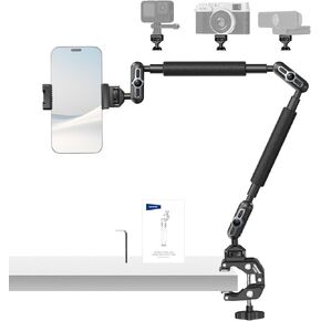 NEEWER 30" Articulating Magic Arm with Super Clamp, Overhead Camera Desk Mount with 1/4" 3/8" Threads for ARRI, Cold Shoe & Phone Holder Compatible with iPhone DSLR Action Camera Video Light, UA056