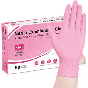 Schneider Nitrile Exam Gloves, 4 Mil Pink Disposable Gloves, Latex Free, Powder Free for Cooking, Cleaning, Examination in Kuwait
