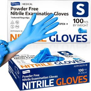 Medical Nitrile Exam Gloves, Latex-Free & Powder-Free Non-Sterile Food Safe Cleaning Disposable Glove, 100 Pcs