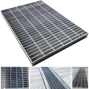 Galvanized Steel Drain Grate, B125 Class Channel Grate, Outdoor Drain Cover, Durable Heavy Duty Sewer Grate, Sliver Square Drainage Grate, Suitable for Garages, Sewers (24 inches x 24 inches)