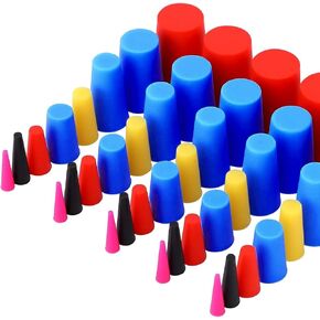 smseace 40Pack Rubber Plugs 8-Sizes Silicone Rubber Tapered Plug Kit 1/16 Inch to 5/8 Inch High Temp Silicone Rubber Plug for Coating, Hole Plugs, Painting Protection Silicone Rubber Stopper Plug