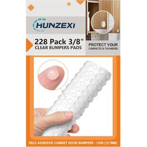 CHUNZEXI 228Pack Clear Cabinet Door Bumpers - 3/8 Inch Diameter Silicone Door Stoppers for Cabinets and Drawers