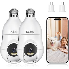 Light Bulb Security Camera,2K Wireless Light Bulb Camera for Pet Camera, 360 ° PTZ Light Socket Camera with Motion Detection Auto Tracking (2Pack 2.4GHz No SD Card)