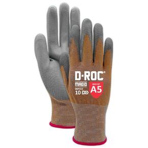 قفاز عمل MAGID® D-ROC® DX+ Technology® DXPG52 مقاس 15 من البولي يوريثين المطلي بالنخيل - مستوى القطع A5، مقاس 8 (72 حزمة)