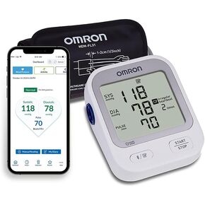 OMRON Silver Upper Arm Blood Pressure Monitor, Clinically Validated, Medical Grade, FDA Cleared, FSA/HSA Eligible, Large Screen, Connects to OMRON app, Blood Pressure Machine with Bluetooth Technology