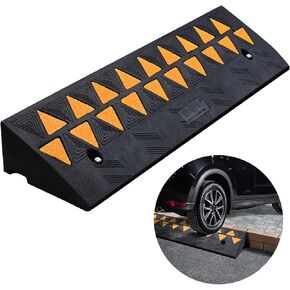 VEVOR Rubber Curb Ramp, 3.7" Rise Height Sidewalk Curb Ramp, 10" Width 39.4" Length Driveway Ramp for Curb, 15T Heavy Duty Driveway Curb Ramp for Forklifts, Trucks, Buses, Cars, Wheelchairs, Bikes