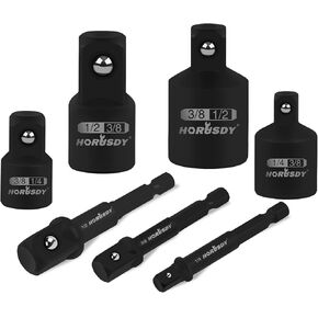 HORUSDY Impact Drill Socket Adapter Set and Universal Joints Socket Set 9-Piece 1/4" 3/8" and 1/2" Driver Socket Adapter, Power Drill